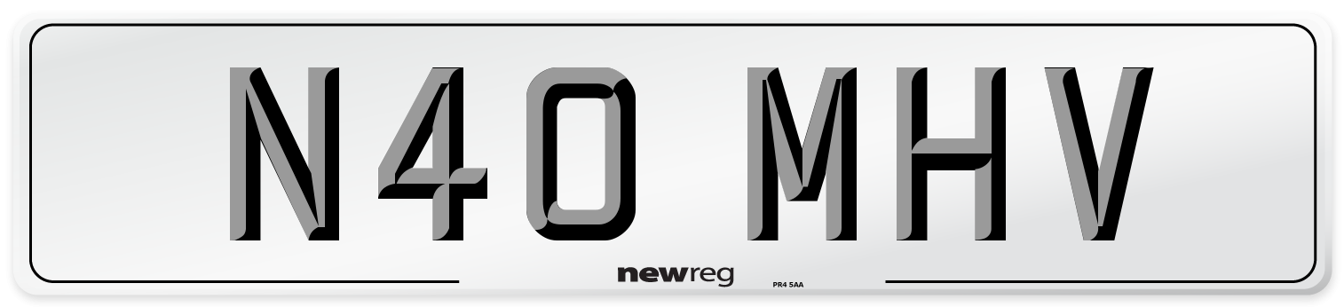 N40 MHV Number Plate from New Reg